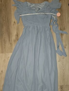 Steel Gray Women's V-Neck Chiffon Maxi Dress
